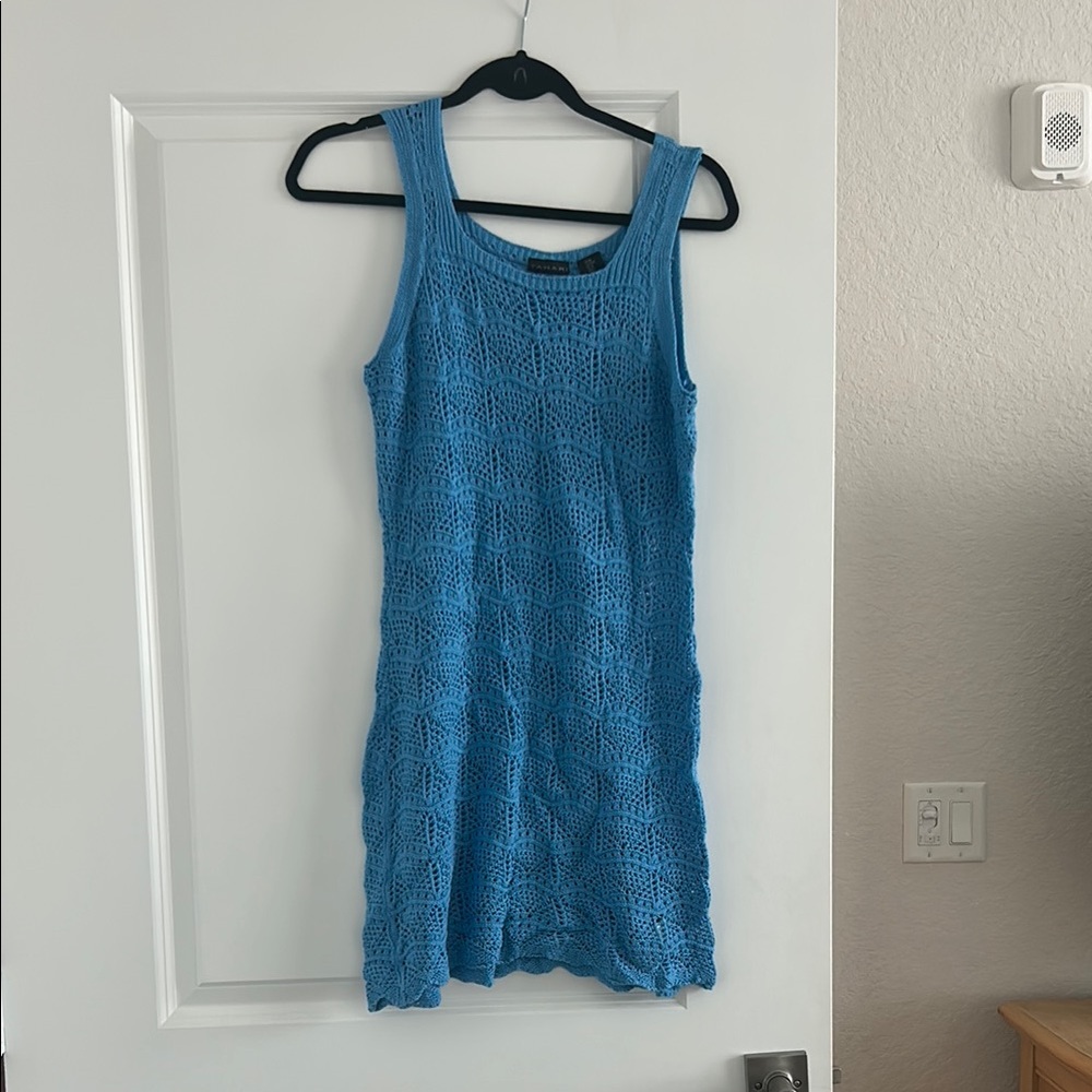 Blue Knit / crochet Swim Coverup